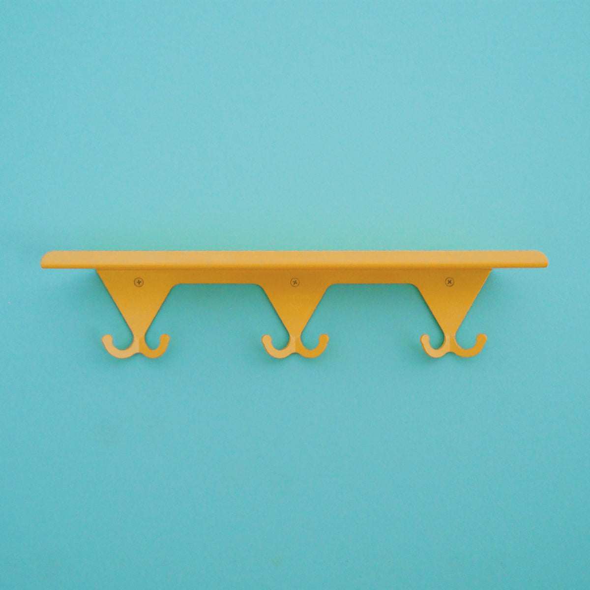 Citrus Yellow S.R. Wall Rack on a turquoise background