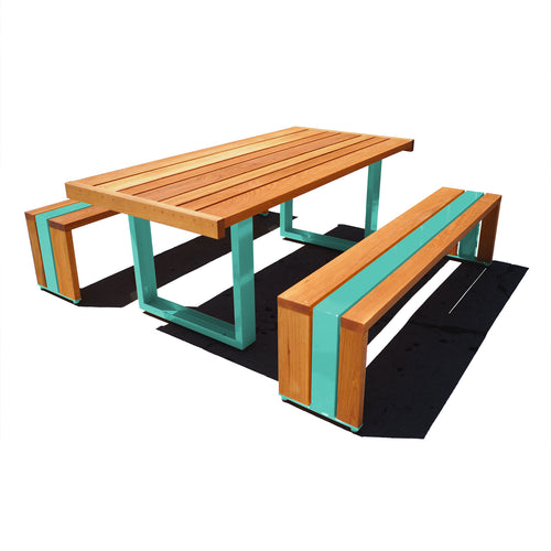 Scout Regalia Dining Picnic Table Set | Wood & Powder Coated Aluminum ...